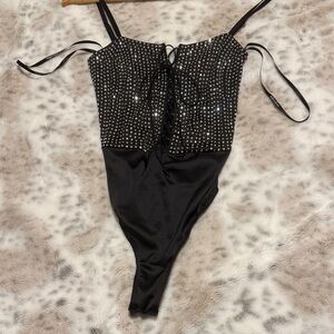 Victoria's Secret Black Studded Bodysuit